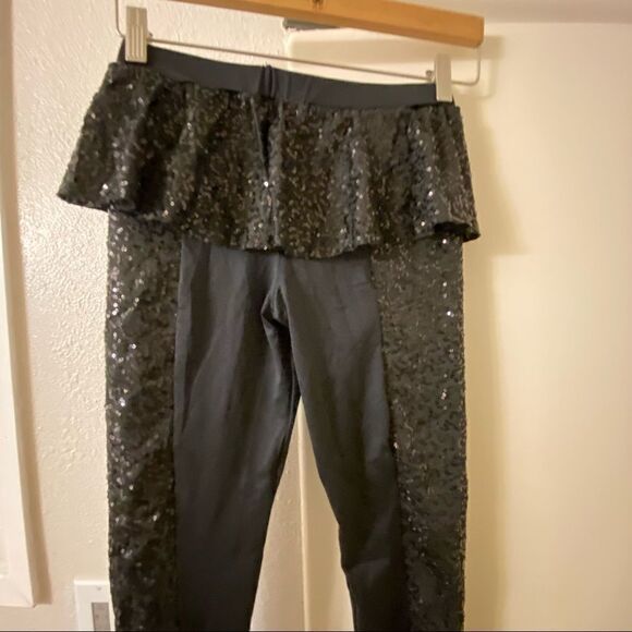 Weissman dance costume black sequins pants LE JAZZ HOT PEPLUM LEGGINGS Adult SA - Picture 5 of 11